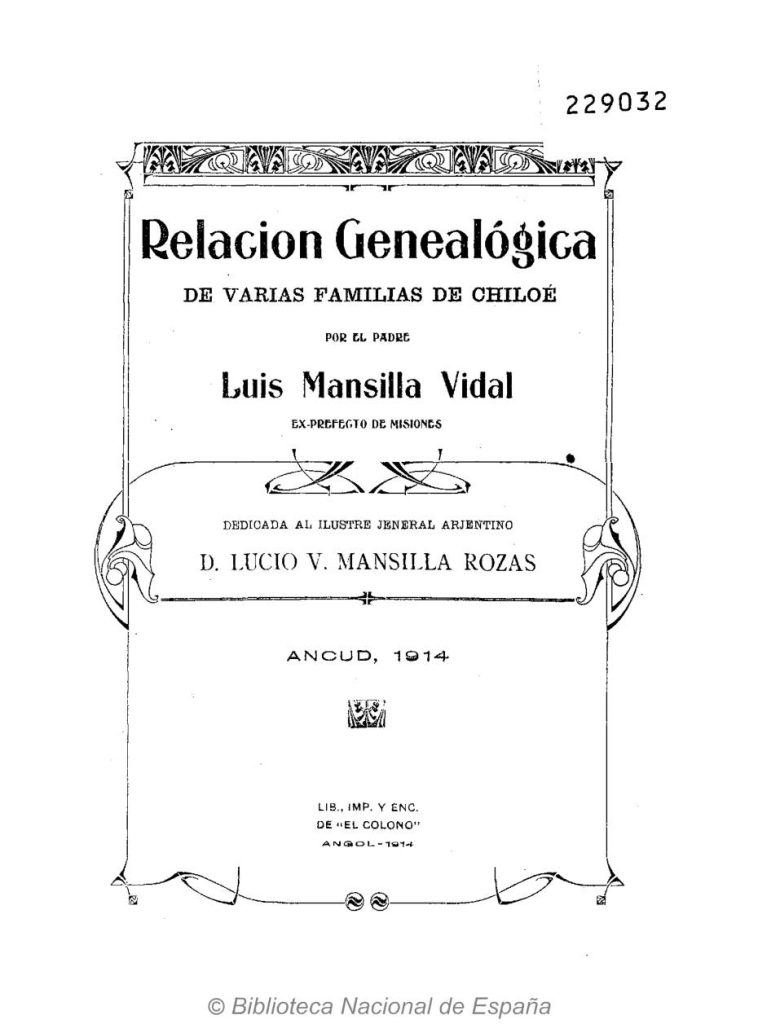 thumbnail of Relacion Genealógica de varias familias de Chiloé